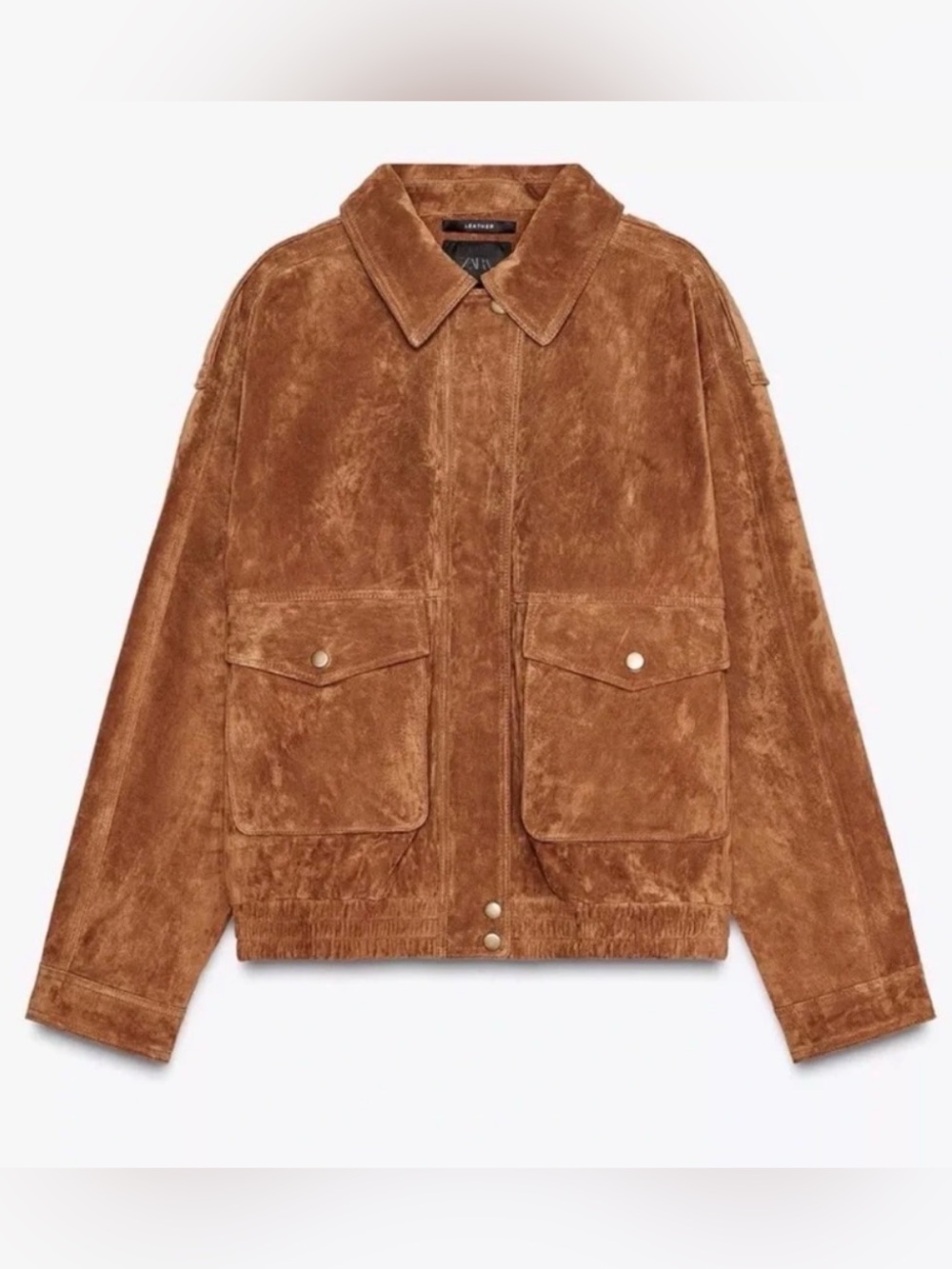 Zara 100% Real Suede Genuine Leather Collection Bomber Jacket Coat NWT Size M